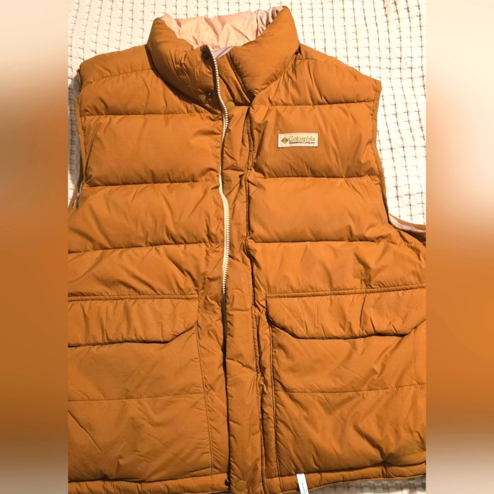 Mens Columbia Tan Wallowa Quilted Reversable Vest